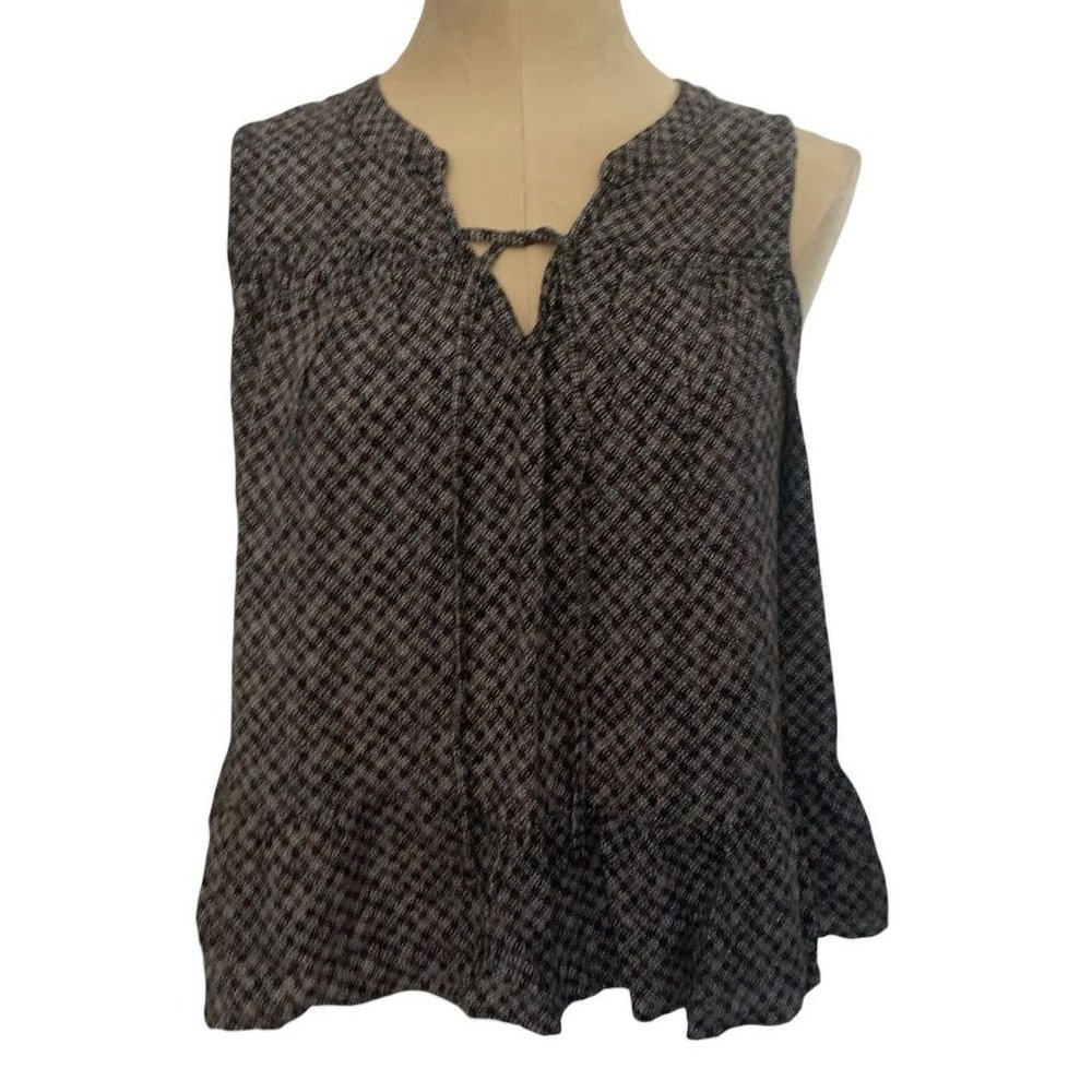 Medium LOFT Women's Pullover Sleeveless Peasant Blouse Navy Blue